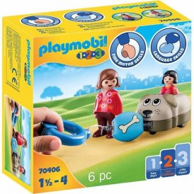 Playset Playmobil 1.2.3 Hund Pojkar 70406 (6 pcs)