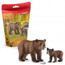 Figur Schleich 42473 Maman grizzly avec ourson Plast