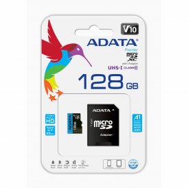 Adata Micro-SD Minneskort med Adapter AUSDX128GUICL10A1-RA1 128 GB Svart