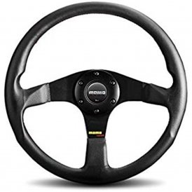 Momo Racing-ratt DARK FIGHTER Ø 35 cm svart läder