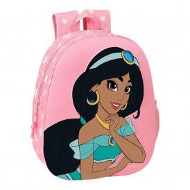 Skolryggsäck 3D Disney Jasmine Rosa