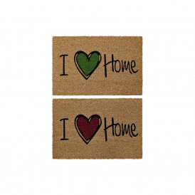 Deurmat DKD Home Decor I Love Home Bruin Rood Groen PVC Kokosnoot (2 pcs) (60 x 40 x 1.5 cm)