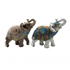 Dekorativ Figur DKD Home Decor Harpiks Elefant (2 pcs) (24 x 10 x 21.5 cm)