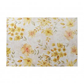 Matta DKD Home Decor Gul Vit Polyester Bomull Virágok (160 x 230 x 0.5 cm)