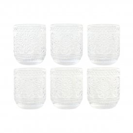 Home ESPRIT Glasset Transparent Glas Med relief 360 ml (6 antal) keramik