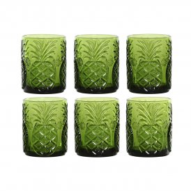 Home ESPRIT Glasset Grön Glas Med relief 300 ml (6 antal) keramik