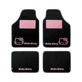 Set med bilgolvmattor Hello Kitty KIT3013 Universal Svart Rosa (4 pcs)