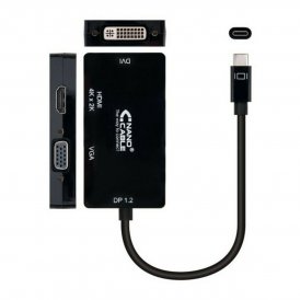 NANOCABLE USB-C till VGA/HDMI/DVI Adapter 10. 16. 4301-BK (10 cm) Svart 10 cm