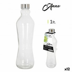 Glas-Flasche Anna 1 L Metallkappe Metall Glas (12 Stück)