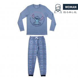 Pyjamas Stitch Kvinna Blå