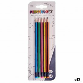 Set med pennor Ränder Multicolour Trä (12 antal)