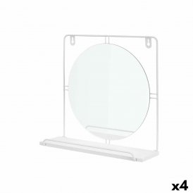 Spegel med monteringsfäste Vit Metall Trä MDF 33,7 x 30 x 10 cm (4 antal)