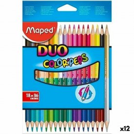 Färgpennor Maped Duo Color' Peps Multicolour 18 Delar Dubbel ände (12 antal)