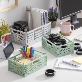 InnovaGoods Set med 3 hopfällbara och stapelbara förvaringslådor Boxtor Grön