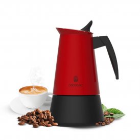 Cecotec Kaffebryggare italiensk rostfritt Piccolina 200 2 koppar 100ml röd droppstopp stål rostfritt stål