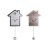 Muurklok DKD Home Decor 32 x 5 x 56 cm Natuurlijk Wit Plastic Huis Hout MDF (2 Stuks)