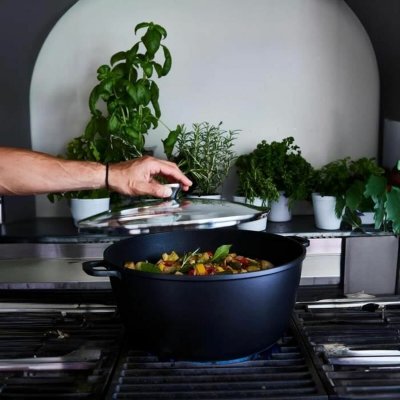 Baumalu Kastrull med lock Svart 13, 4 L 36 cm 38 x 19 Ø keramik