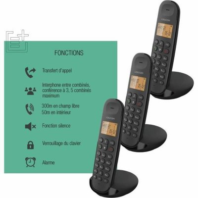 Logicom Trådlös Telefon ILOA 350 TRIO Svart plast