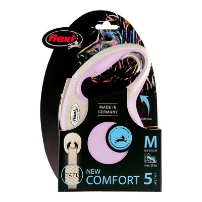 DoHundkoppel Flexi NEW COMFORT rosa Storlek M Metall