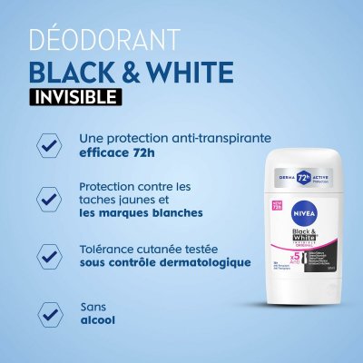Nivea INVISIBLE svart och vit kroppsvårdsprodukt. är Deostick 50 ml