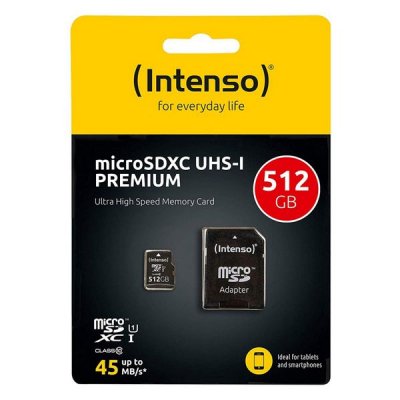 Micro SD geheugenkaart met adapter INTENSO 3423493 512 GB 45 MB/s