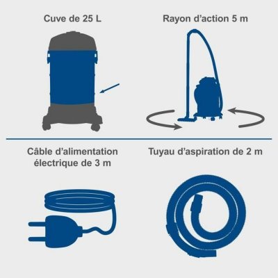 Scheppach Våt- och torrdammsugare 1200 W 20 kPa 25 L rostfritt stål