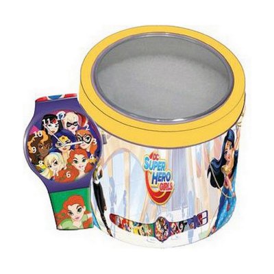 Cartoon Barnklocka SUPER HERO GIRLS - TIN BOX ***SPECIAL PRICE*** (Ø 33 mm) Plast