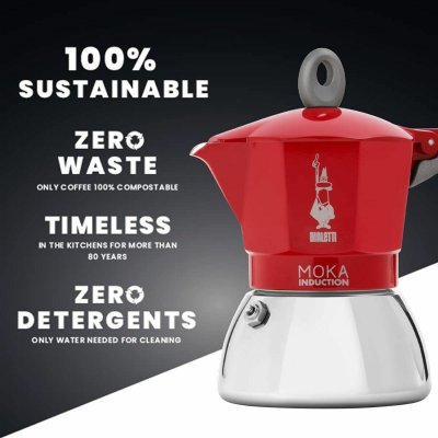 Bialetti Italiensk Kaffepanna 0006944/NP Röd Metall Aluminium 150 ml Svart Rostfritt stål