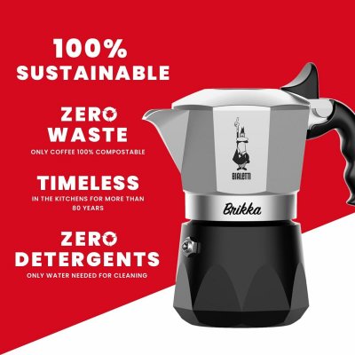 Bialetti Italiensk Kaffepanna BRIKKA Svart Aluminium 2 Csészék