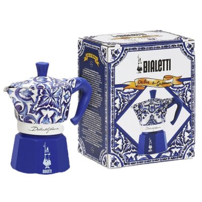 Bialetti Italiensk Kaffepanna D&G blå MEDI 4T 150 ml Blå Rostfritt stål 4 Csészék