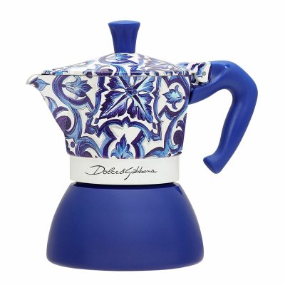 Bialetti Italiensk Kaffepanna D&G blå MEDI 4T 150 ml Blå Rostfritt stål 4 Csészék