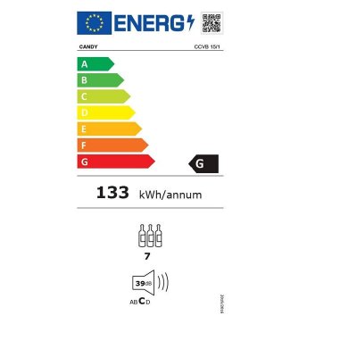Candy Vinbutik CCVB 15/1 Svart Transparent Rostfritt stål