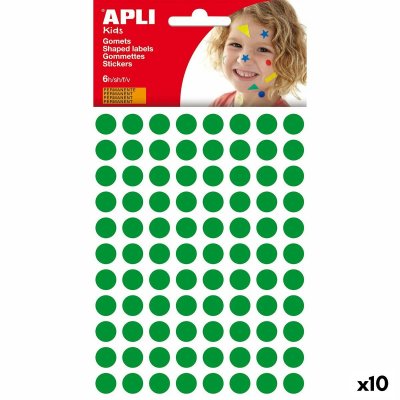 Klistermärken Apli Kids Gomets Grön Rund (10 antal)