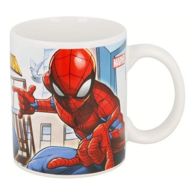 Spiderman Mugg Spider-Man Great power Blå Röd Keramik 350 ml Vit