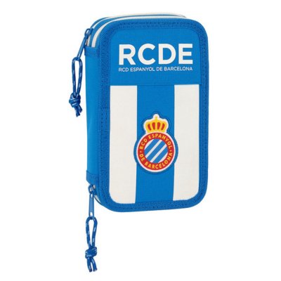 RCD Espanyol Dubbelt pennfodral Blå Vit 12. 5 x 19. 4 cm (28 Delar) Polyester