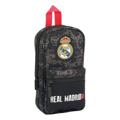 Rucksack mit Federtaschen Real Madrid C.F. Schwarz Sportlich 12 x 23 x 5 cm