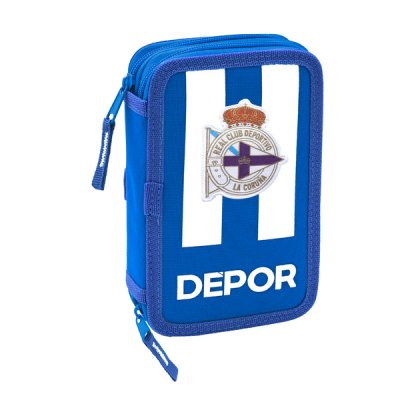 R. C. Deportivo de La Coruña R. C. Deportivo de La Coruña Dubbelt pennfodral Blå Vit 12. 5 x 19. 4 cm Polyester