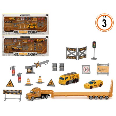 Vrachtwagen City Rescue Construction Geel 34 x 15 cm 1:64