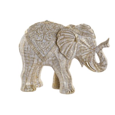 Dekorativ Figur DKD Home Decor 27,5 x 13,5 x 21 cm Elefant Gyllen Kolonial
