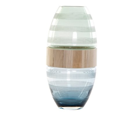 Vase DKD Home Decor Blau Minze Holz Kristall Moderne (18 x 18 x 36 cm)