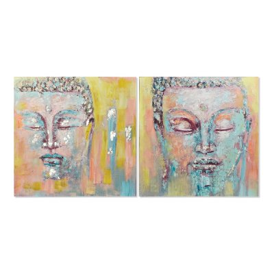 Tavla DKD Home Decor Buda 100 x 3,5 x 100 cm Buddha Orientalisk (2 antal)