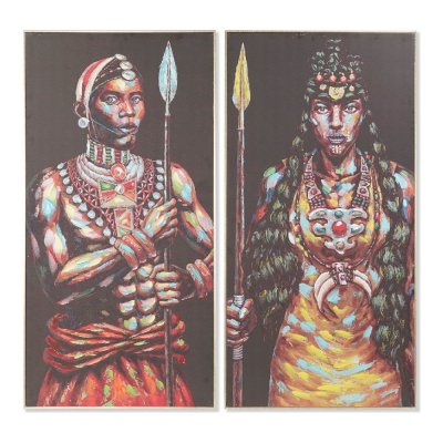 Tavla DKD Home Decor 60 x 5 x 120 cm Kolonial Afrikan (2 antal)