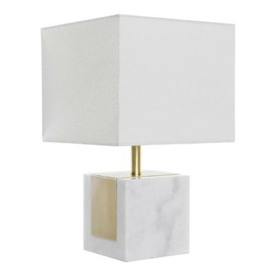 Bordslampa DKD Home Decor Vit Polyester Marmor Gyllene (26 x 26 x 43 cm)
