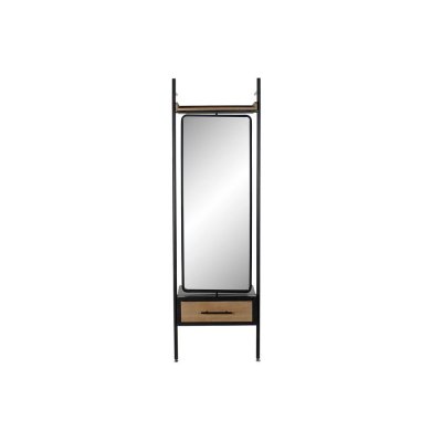 Fristående spegel DKD Home Decor Svart Trä Metall Glas (58 x 30 x 191 cm)