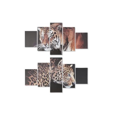 Tavla DKD Home Decor Tiger Furu Kanvas (5 pcs) (2 pcs)