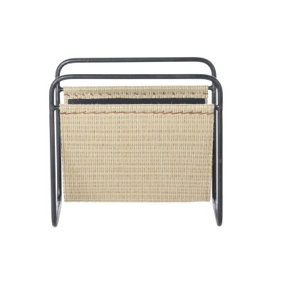 DKD Home Decor Tidningsställ 39 x 26 36 cm Naturell Svart Metall