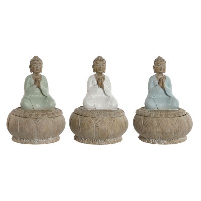 Home ESPRIT Prydnadsfigur Vit Grön Turkos Orientalisk 11 x 15 cm (3 antal)