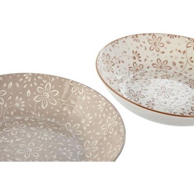 Home ESPRIT Tallriksset Home ESPRIT Brun beige Porslin 20 x 20 x 4 cm