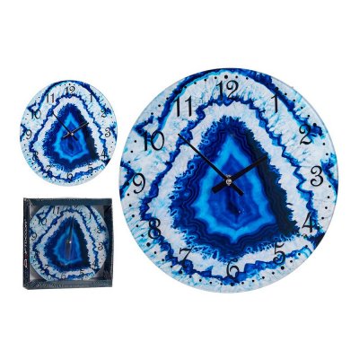 Wanduhr Blau Kristall (30 x 4 x 30 cm)