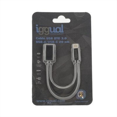 USB-C-kabel OTG 3.0 iggual IGG317372 20 cm Svart